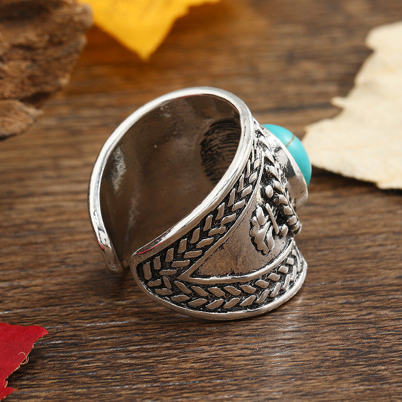 Anillo Abierto de Piedra Ravik | Oro blanco