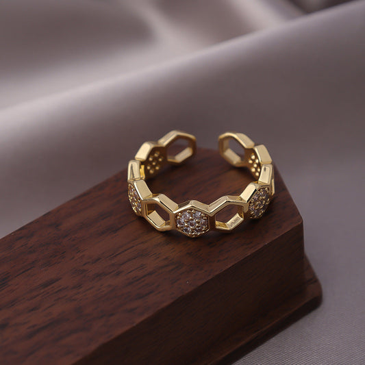 Anillo de Cristal Honeycomb | Oro