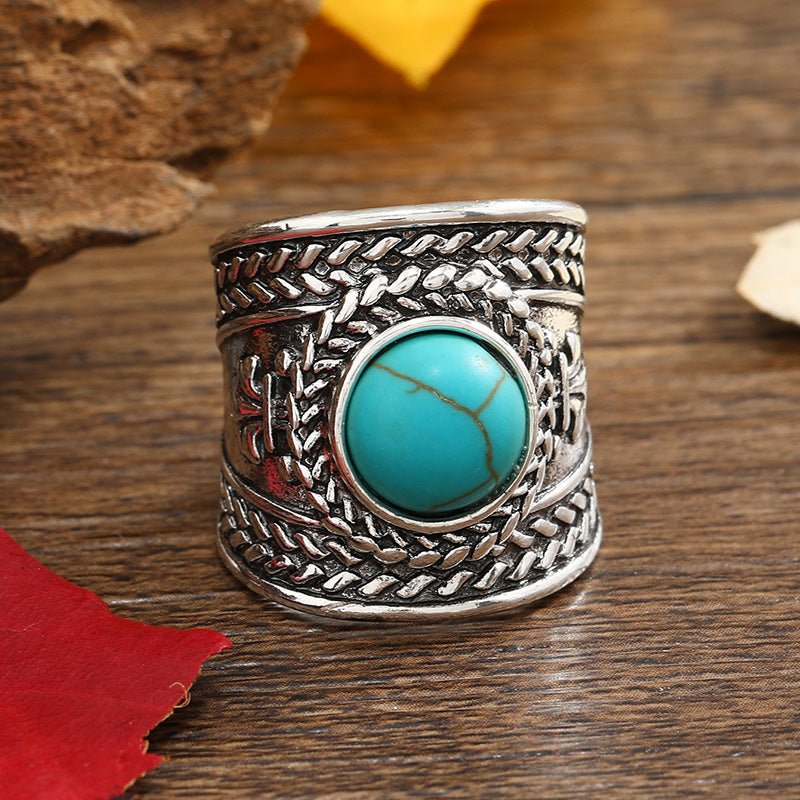 Anillo Abierto de Piedra Ravik | Oro blanco