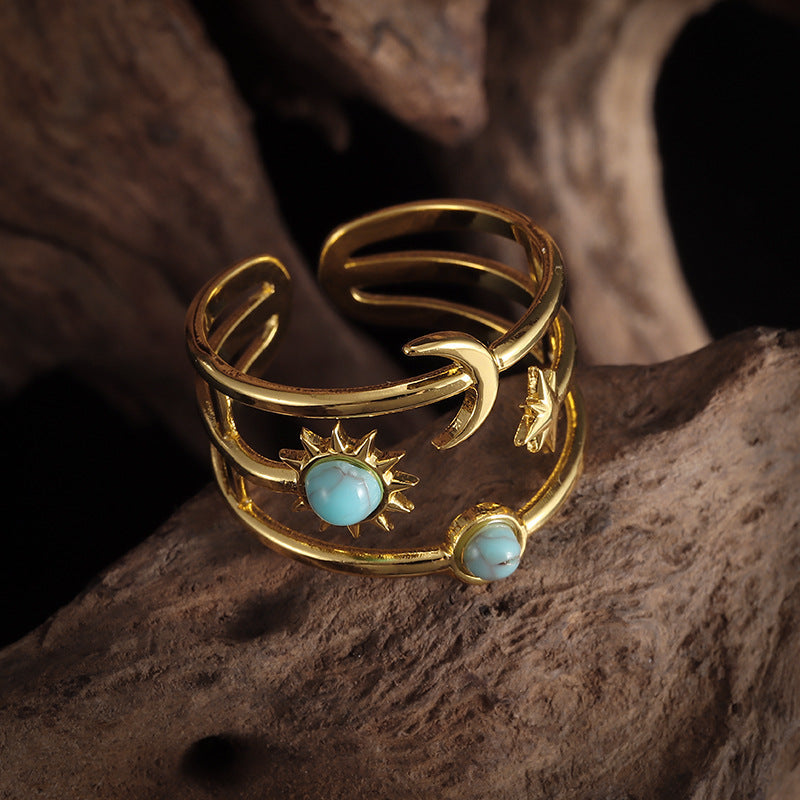 Anillo de Turquesa Soluna Orbit | Oro