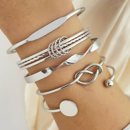 Set de Pulseras Elegancia Anudada | Oro blanco