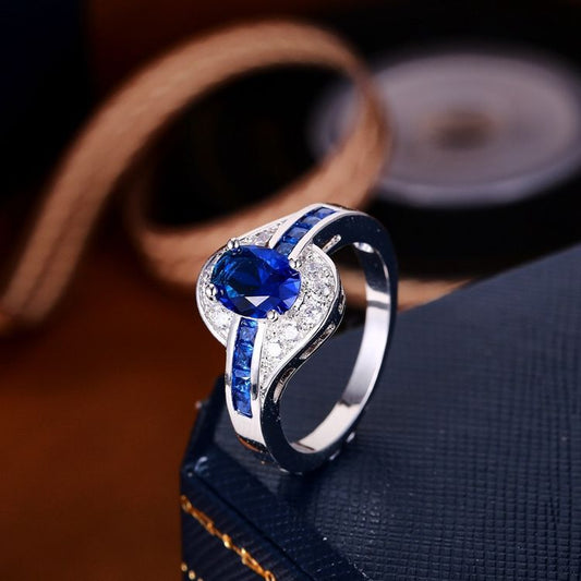 Anillo Zafiro Flow | Oro blanco