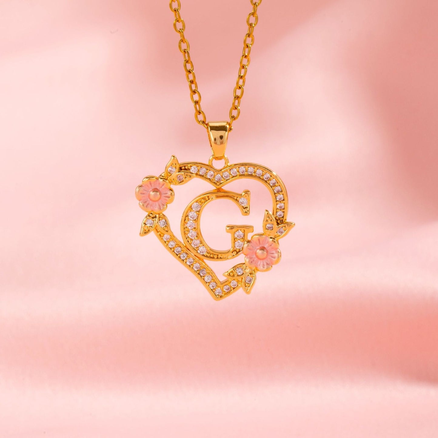 Collar con Inicial y Dije Floral | Oro