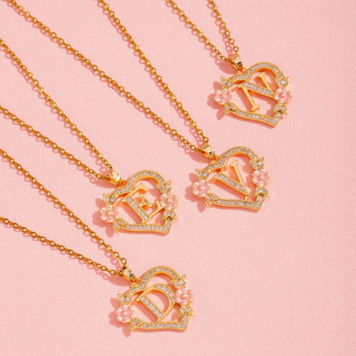 Collar con Inicial y Dije Floral | Oro