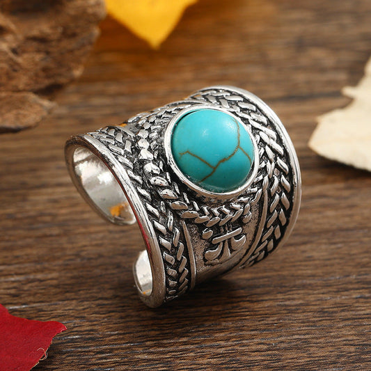 Anillo Abierto de Piedra Ravik | Oro blanco