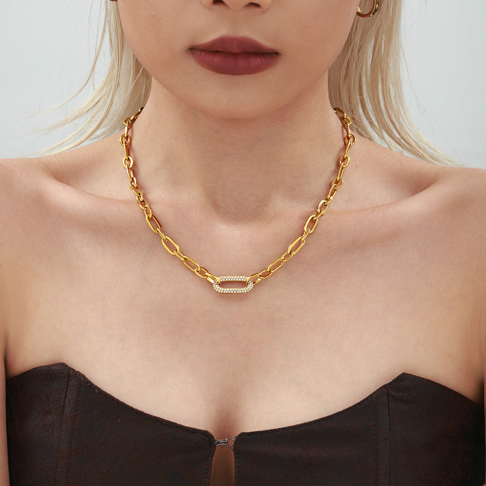 Set de Joyas de Cadena Gruesa Pavé | Oro