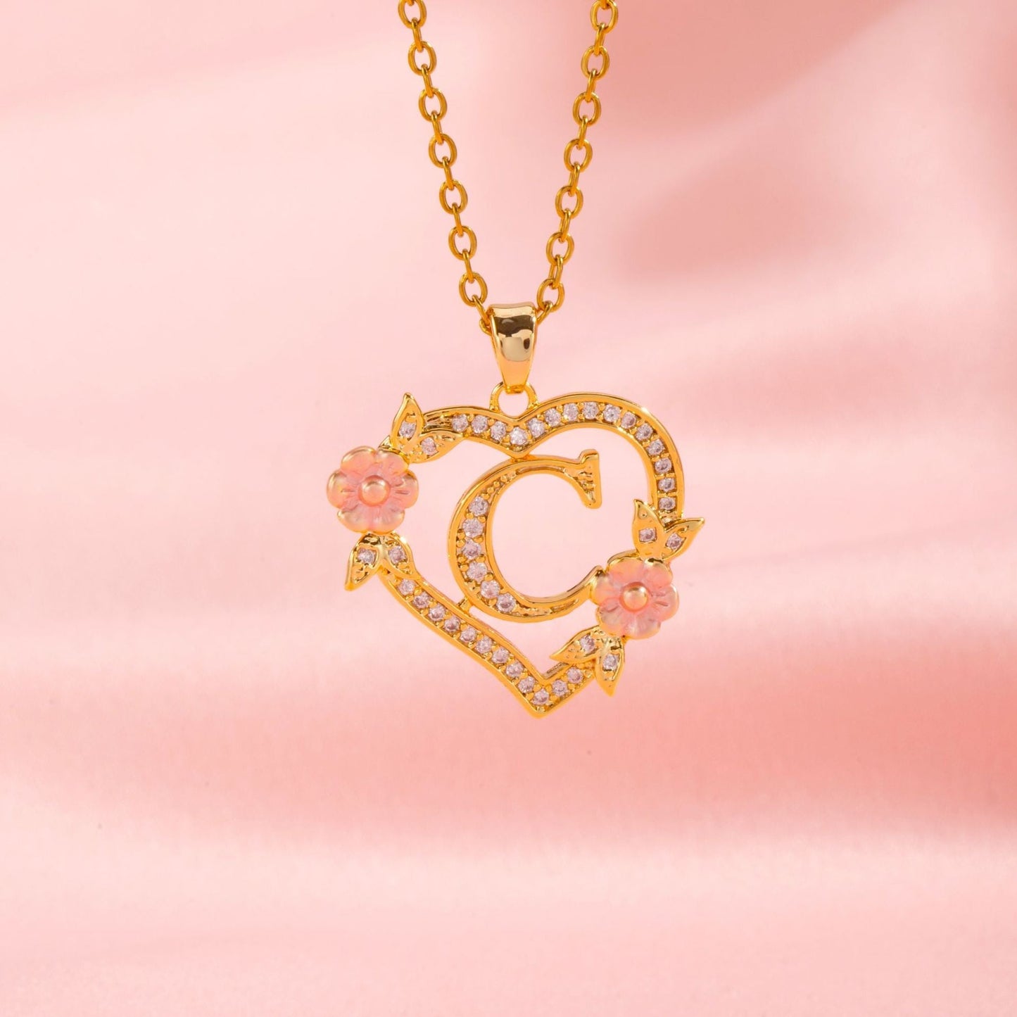 Collar con Inicial y Dije Floral | Oro