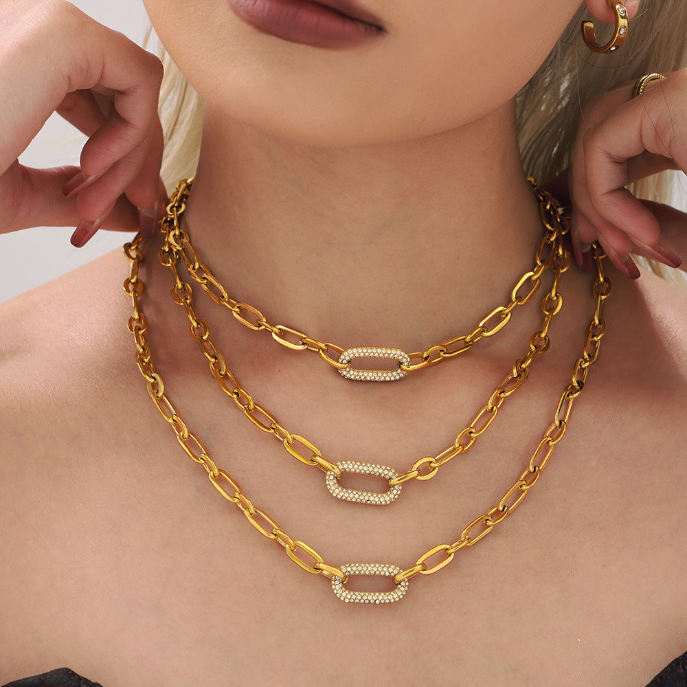 Set de Joyas de Cadena Gruesa Pavé | Oro