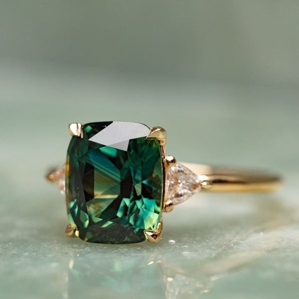 Anillo Verde Vintage-Inspired Gemstone | Oro