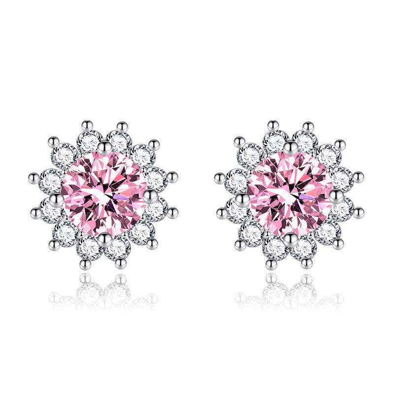Aretes Iluminado por el Sol Rosa Muse | Oro blanco