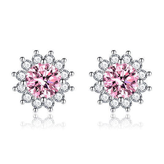Aretes Iluminado por el Sol Rosa Muse | Oro blanco