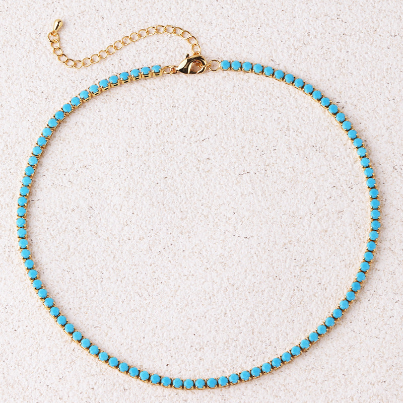 Collar Redondo de Turquesa Tennis | Oro