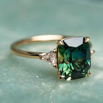Anillo Verde Vintage-Inspired Gemstone | Oro