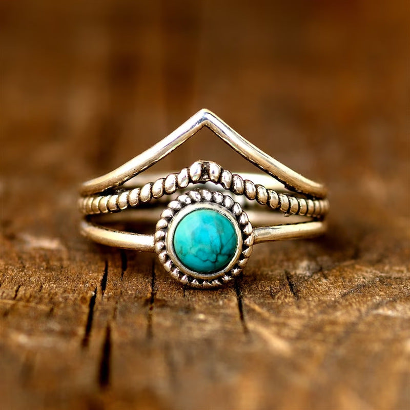 Anillo de Turquesa con Cuentas Velora | Oro
