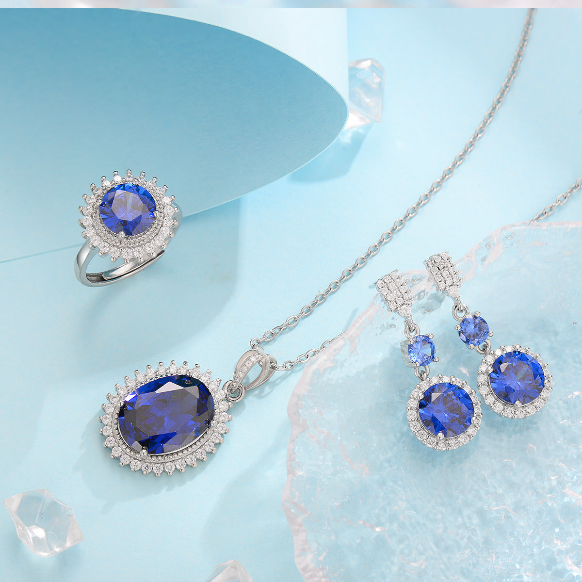 Set Azul Aurielle Solwyn | Oro blanco