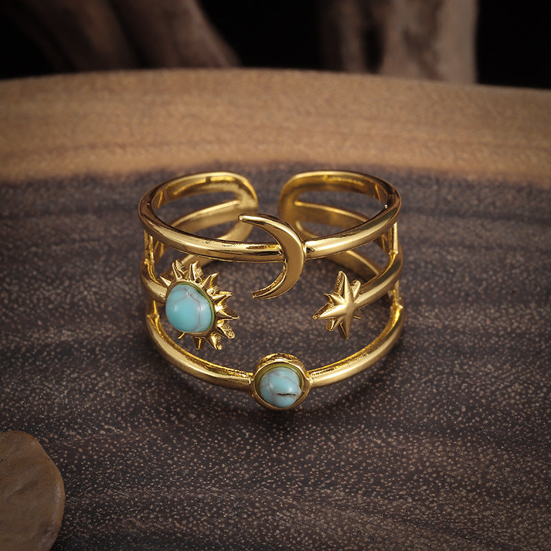 Anillo de Turquesa Soluna Orbit | Oro