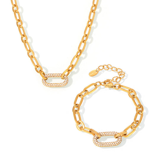 Set de Joyas de Cadena Gruesa Pavé | Oro