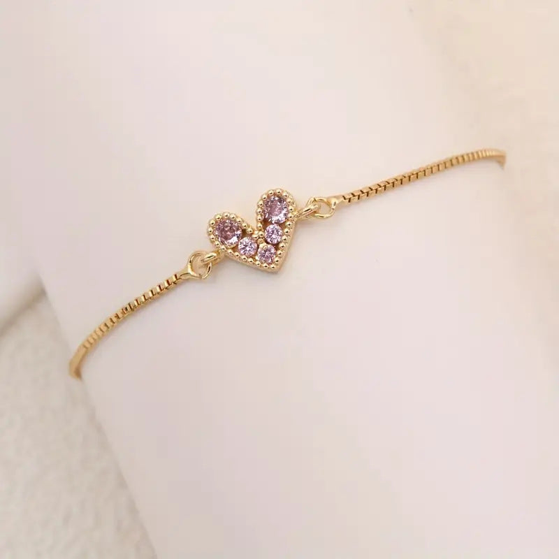 Pulsera Rosa Pálido Love | Oro