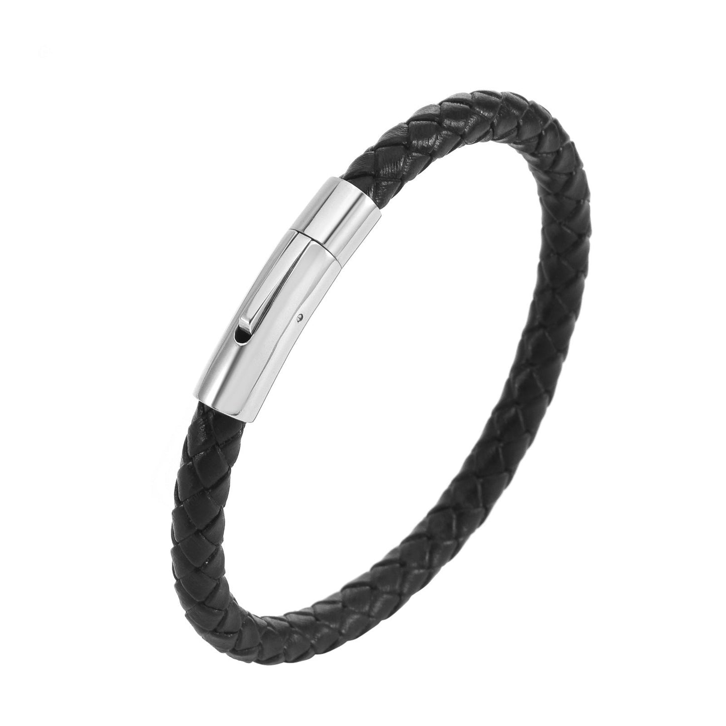 Pulsera Valor Leather Braid | Oro blanco