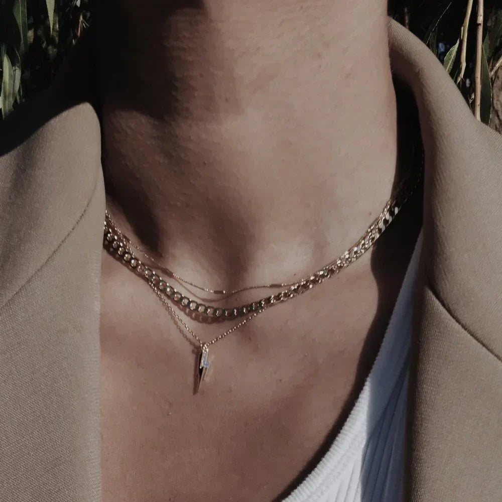 Collar de Cadena Barbada Plana | Oro