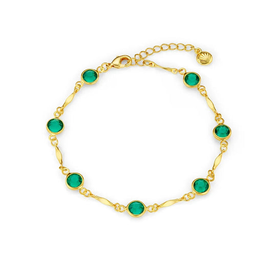Pulsera de Cadena de Eslabón Esmeralda | Oro