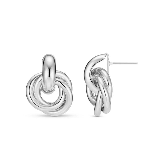 Aretes Llamativos Entrelazados | Oro blanco