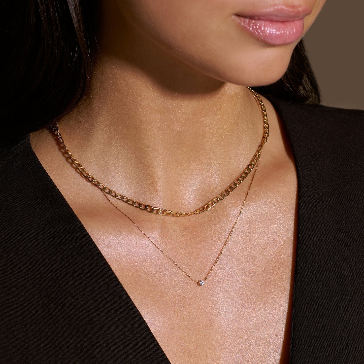 Collar de Cadena Barbada Plana | Oro blanco