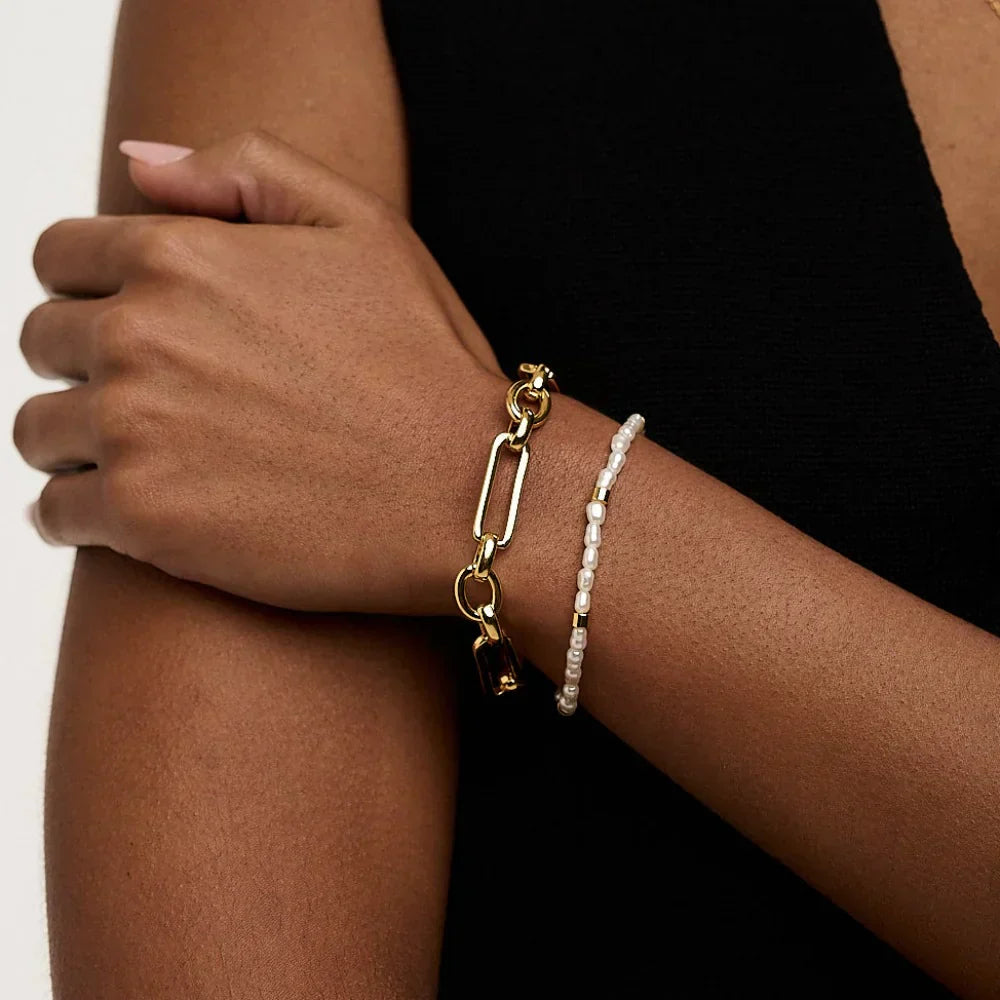 Pulsera de Eslabón con Barra en T | Oro