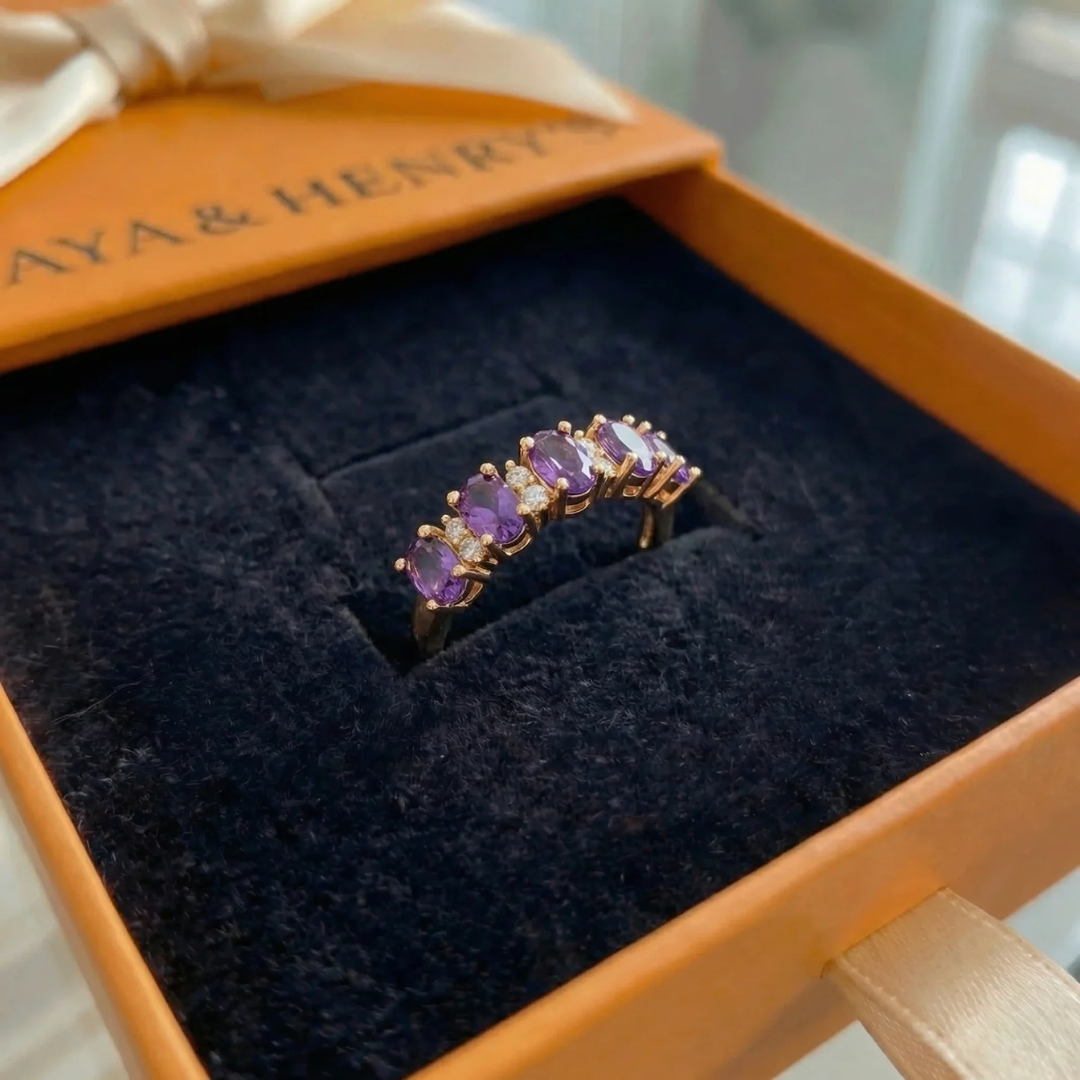 Anillo Violeta Orlina Crest | Oro rosa