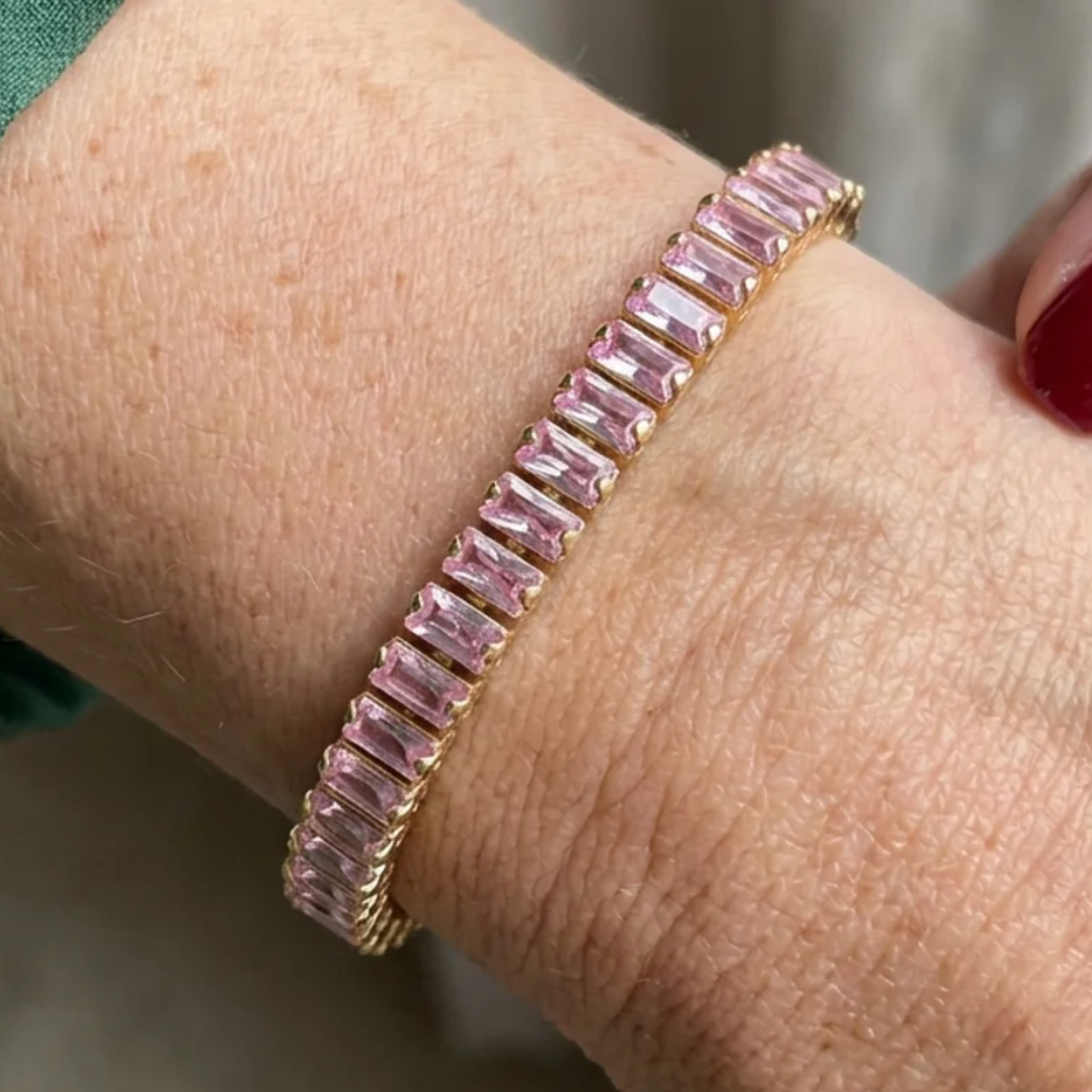 Pulsera Tennis Rosa Zafiro Vertéa | Oro