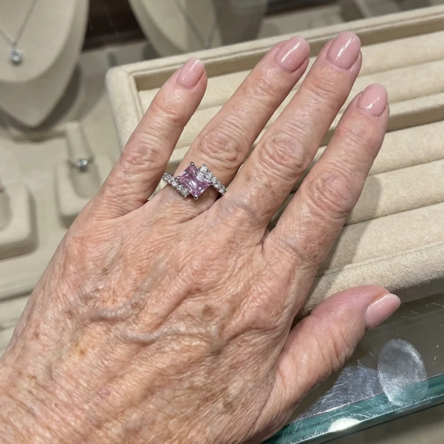 Anillo Rosa Zafiro Vertex | Oro blanco