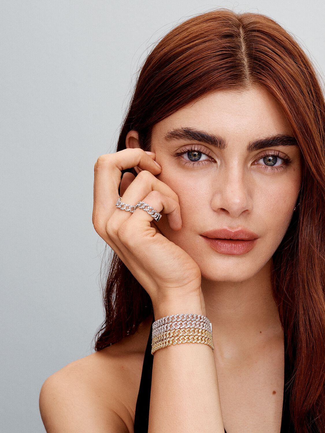 Pulsera Cubana Pavé | Oro blanco