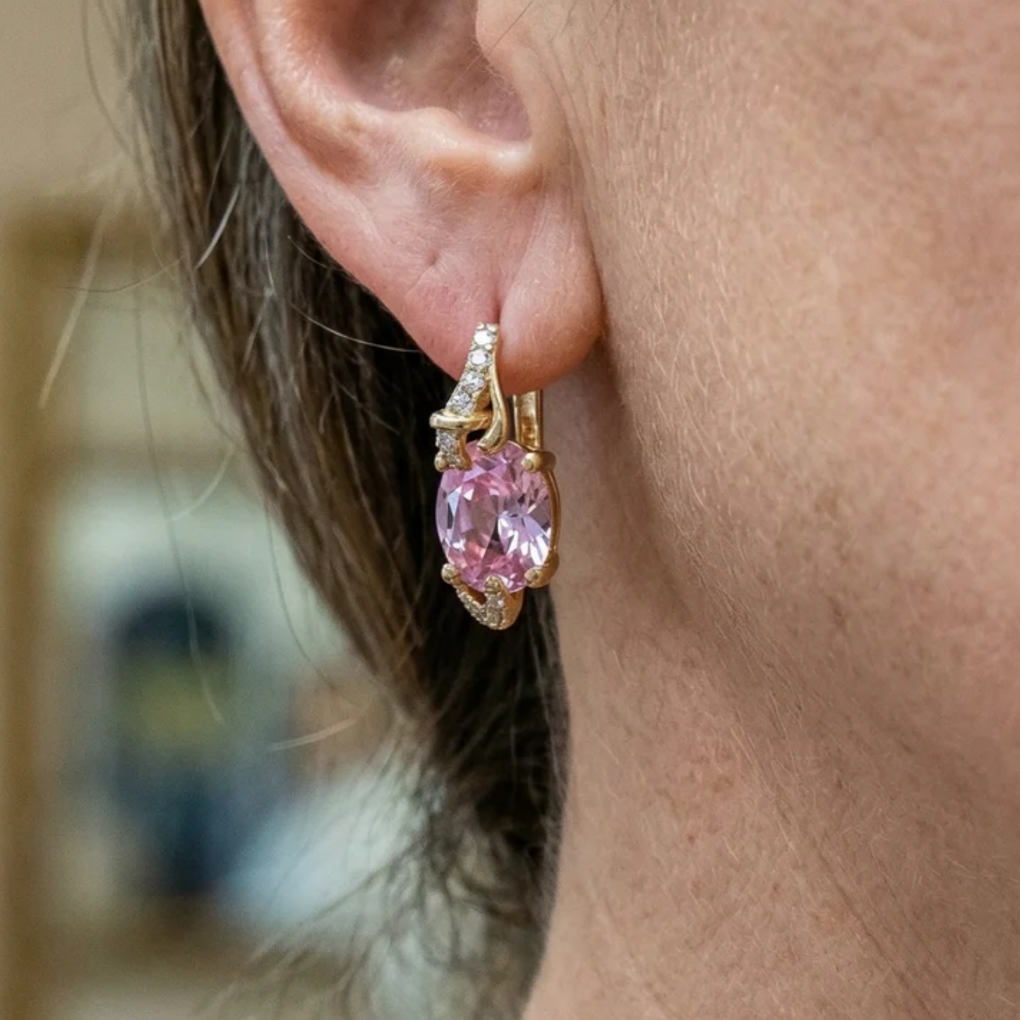 Aretes Colgantes Rosa Dawn | Oro