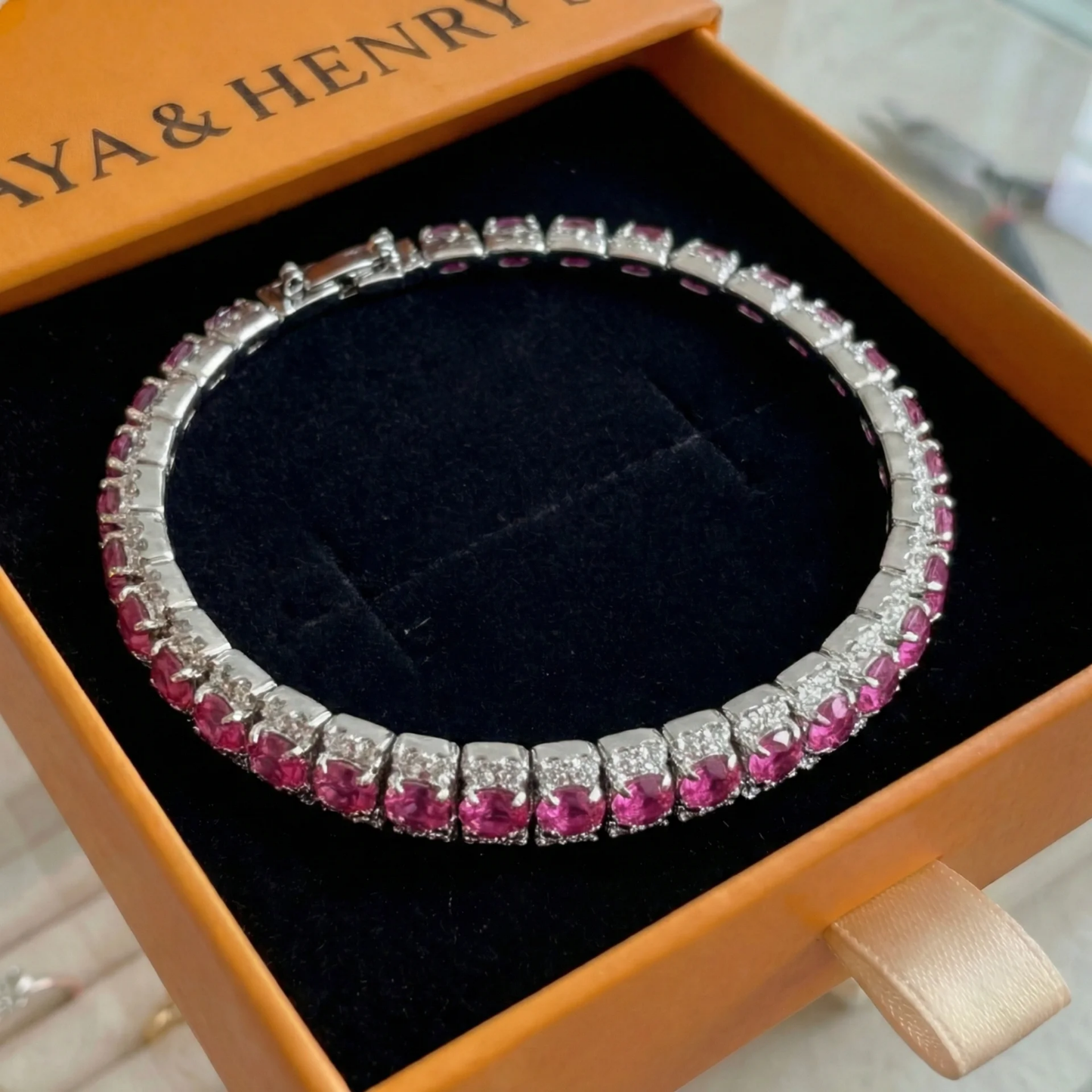 Pulsera Tennis Roseglow | Oro blanco