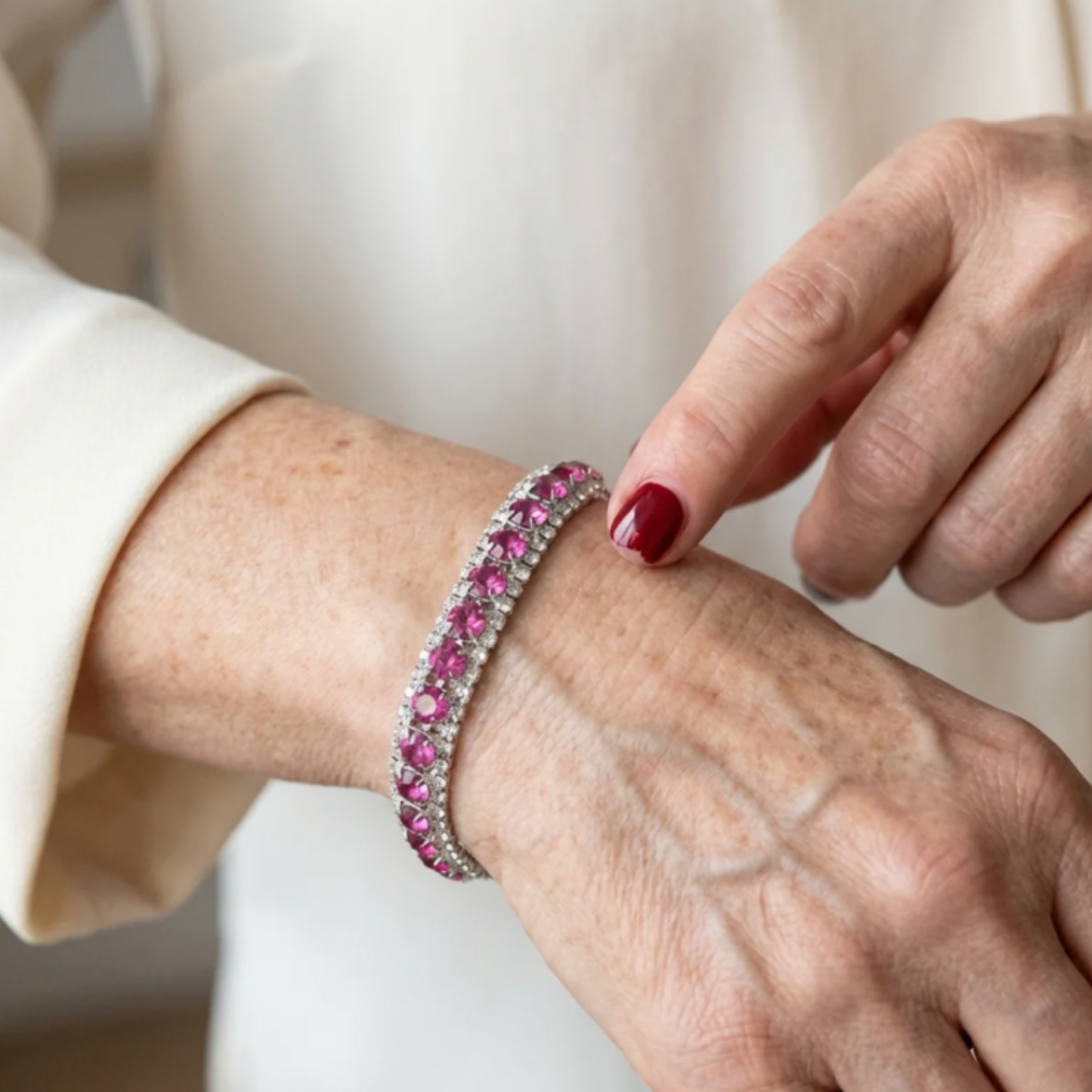 Pulsera Tennis Roseglow | Oro blanco
