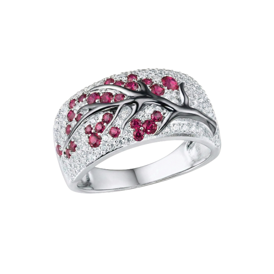 Anillo en Flor Rubí Tree | Oro blanco