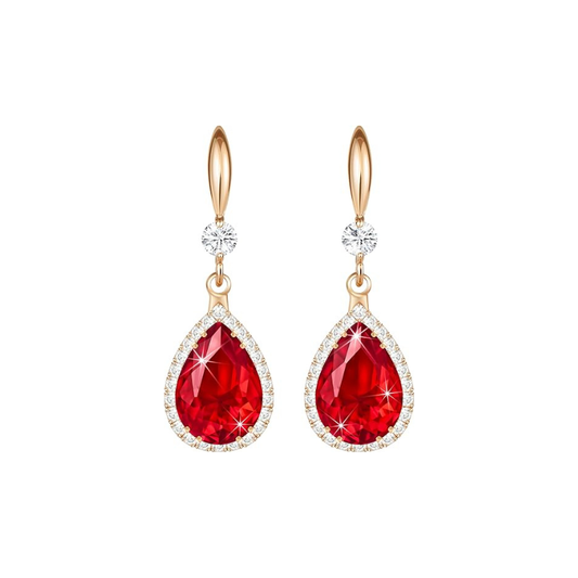 Aretes de Lágrima Rubí | Oro rosa