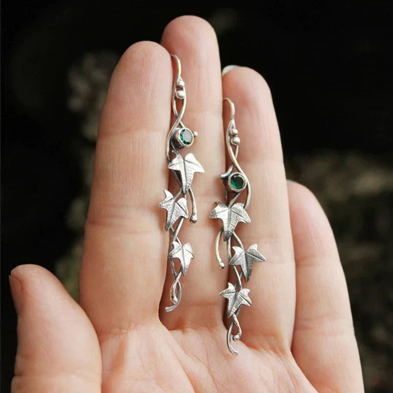 Aretes Antiguos de Hoja Elf | Oro blanco