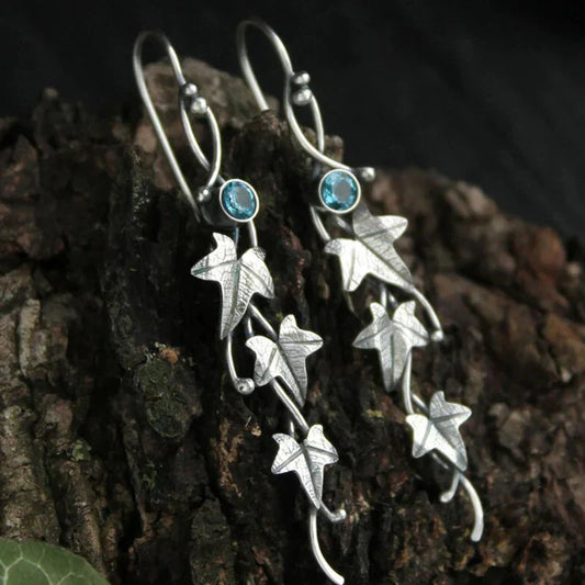 Aretes Antiguos de Hoja Elf | Oro blanco