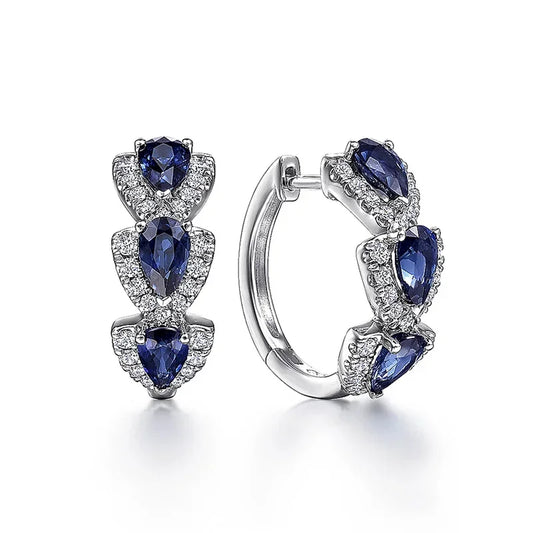 Aretes Zafiro Royal Crest | Oro blanco