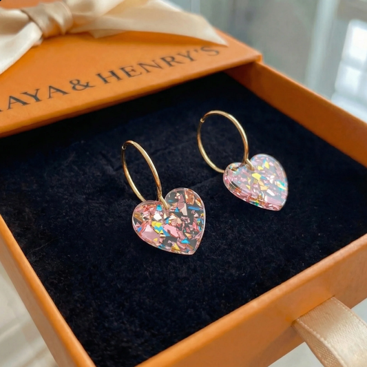 Aretes Colgantes de Corazón Sugarplum | Oro