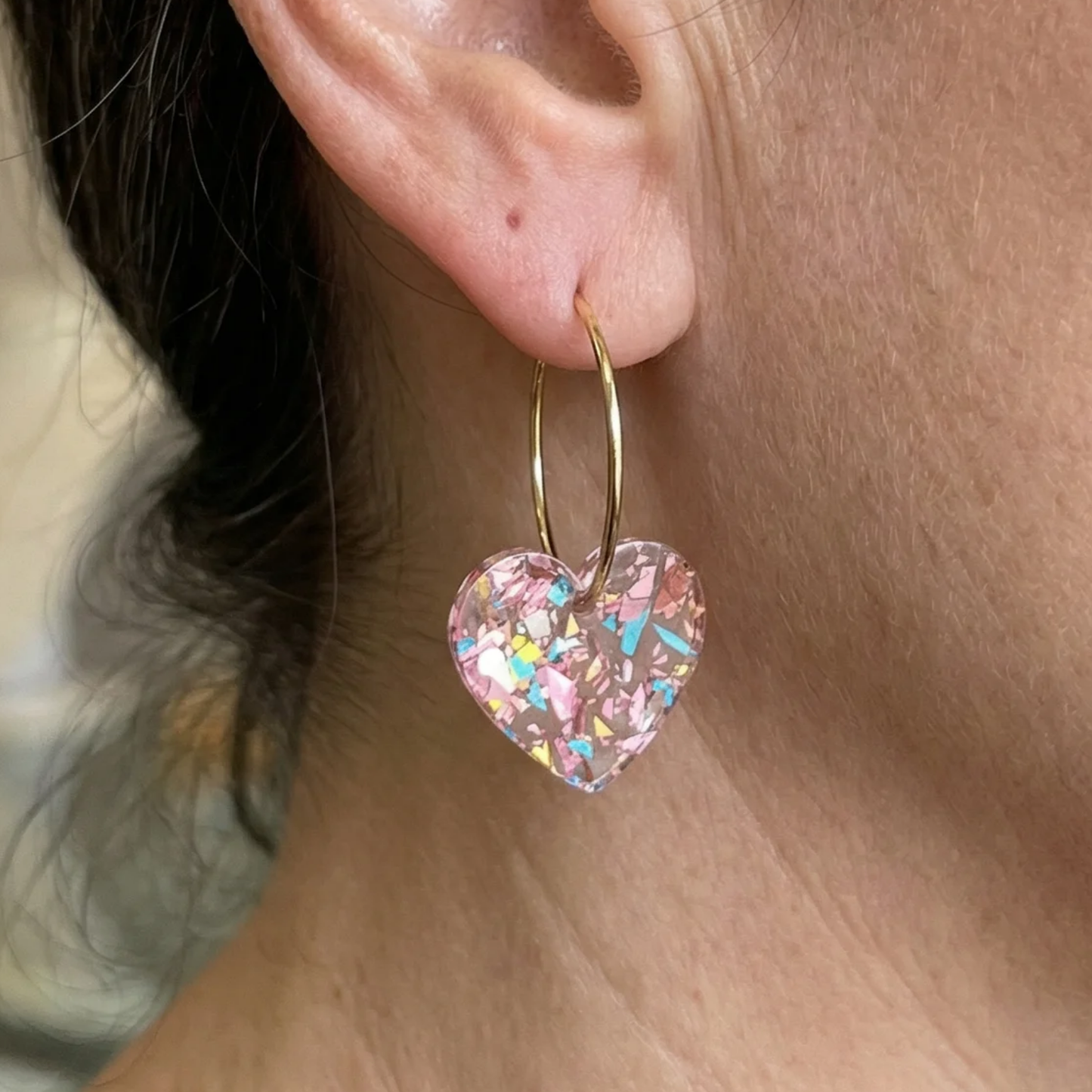 Aretes Colgantes de Corazón Sugarplum | Oro