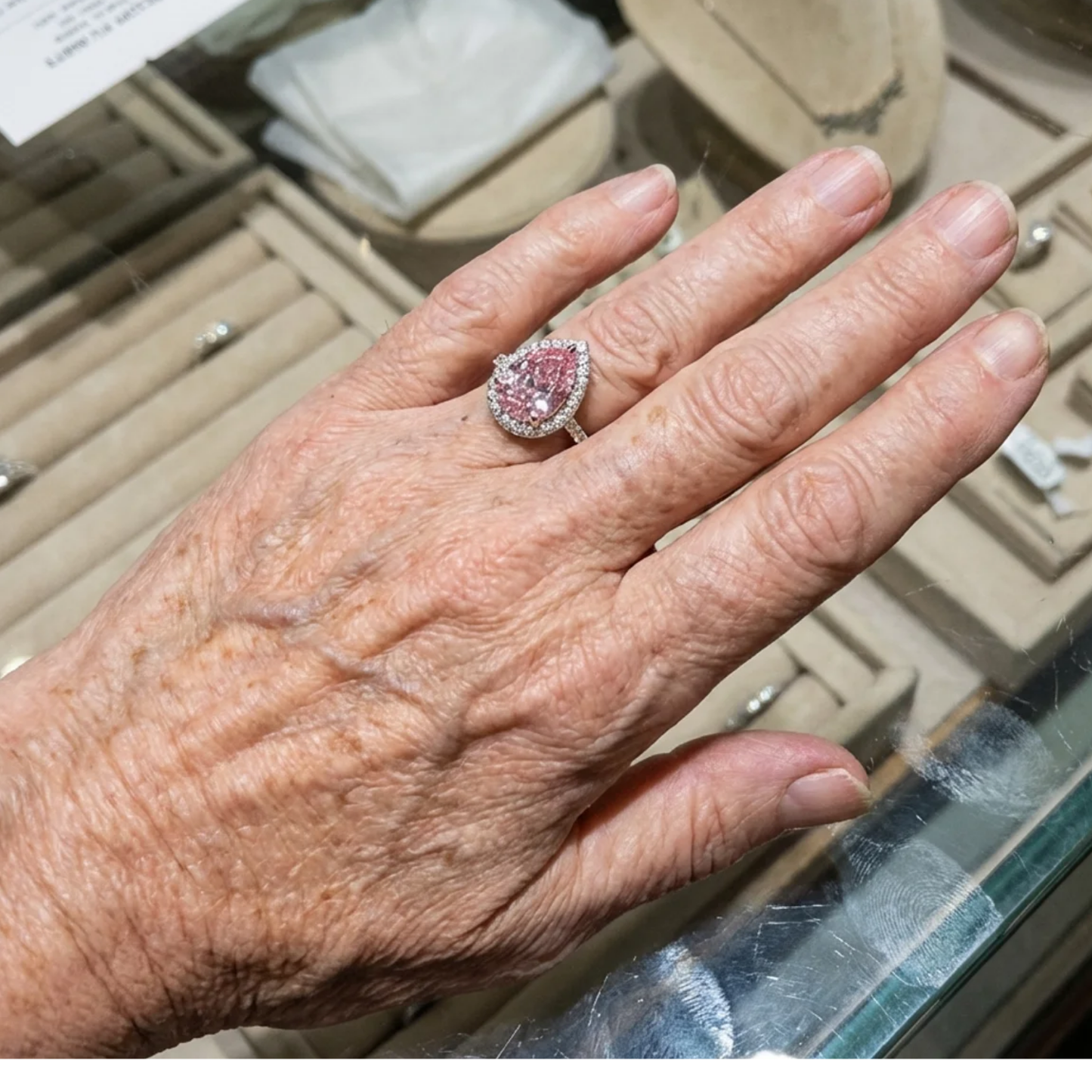 Anillo de Lágrima Rosa Zafiro | Oro blanco