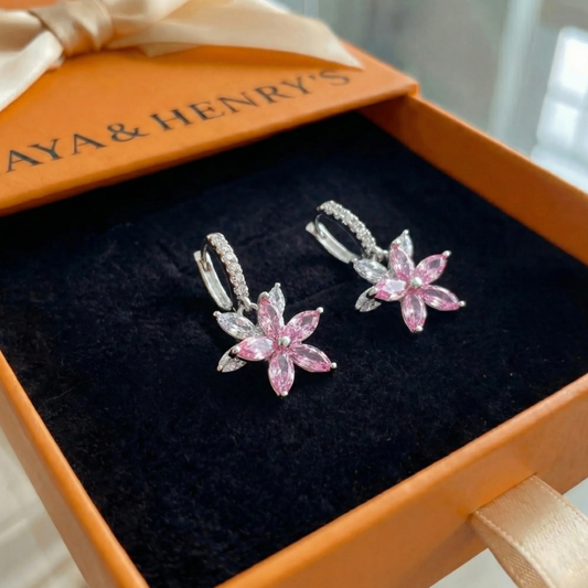 Aretes Rosa Thalia Petalburst | Oro blanco