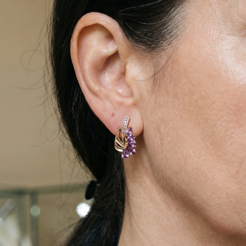 Aretes de Ala Amatista Viorelle | Oro rosa