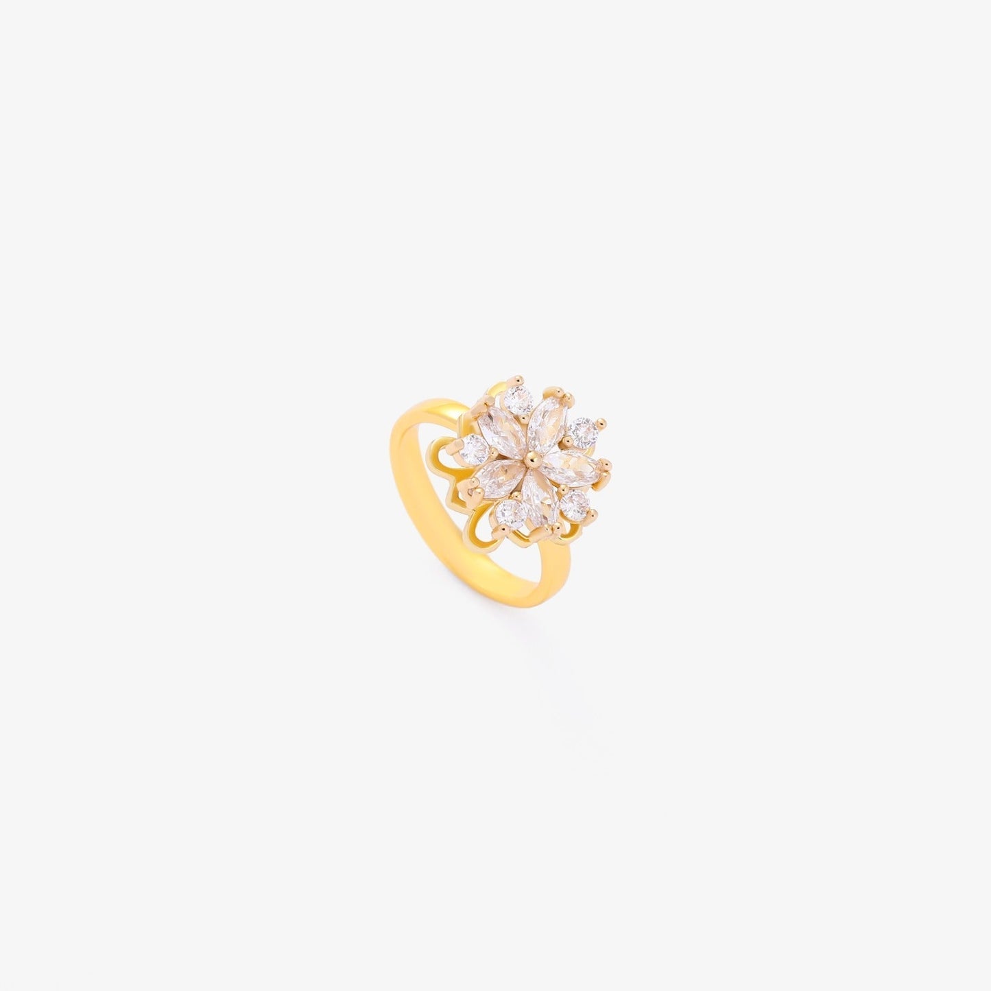 Anillo Giratorio con Detalle Floral | Oro