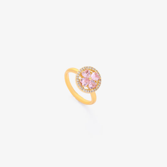 Anillo Giratorio de Corazón Floreciente Rosa | Oro