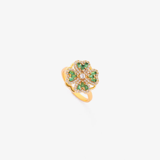 Anillo Giratorio de Trébol Esmeralda | Oro
