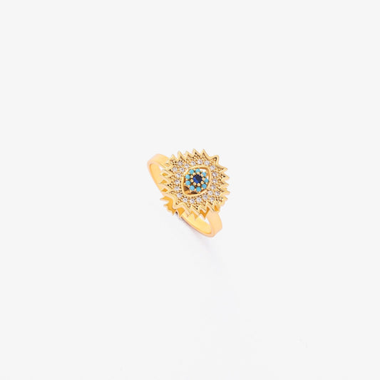 Anillo Giratorio Sol Radiante Zafiro | Oro