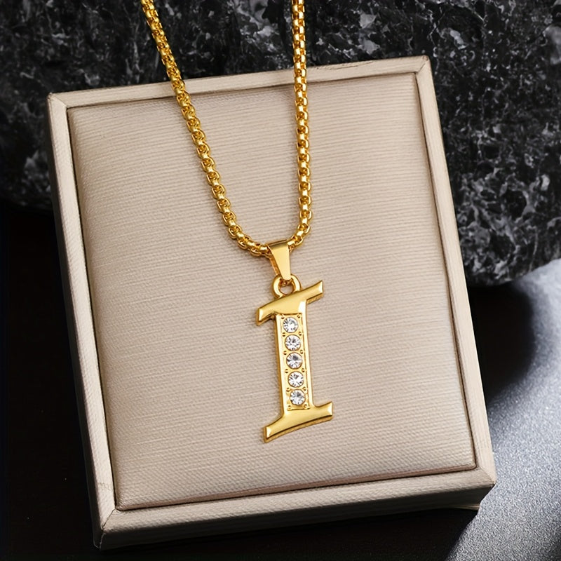 Collar con Inicial y Detalle de Cristal | Oro